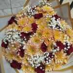 chrysanthemum + red roses